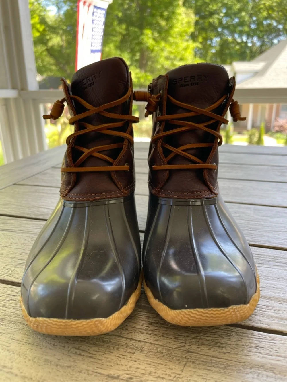 Sperry Womens Saltwater Brown Waterproof Duck Boots Size 9.5